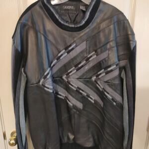 Saxony MENS Black Leather Sweatshirt Collection Size L